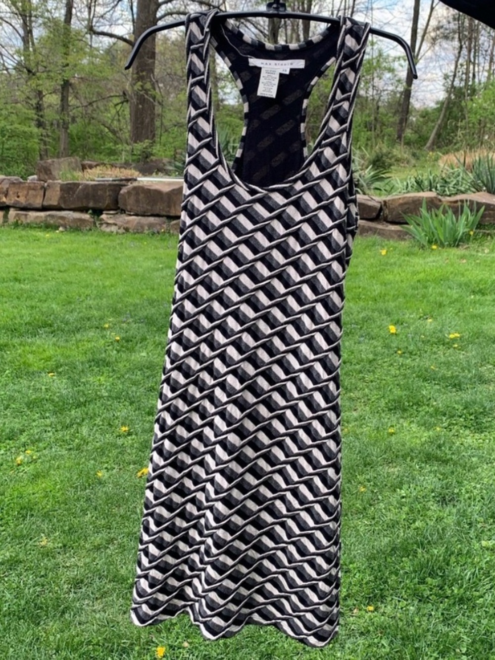 Max Studio Black & White Racerback Geometric Print Dress
